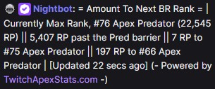 Example of Next Rank Command for Predator Players